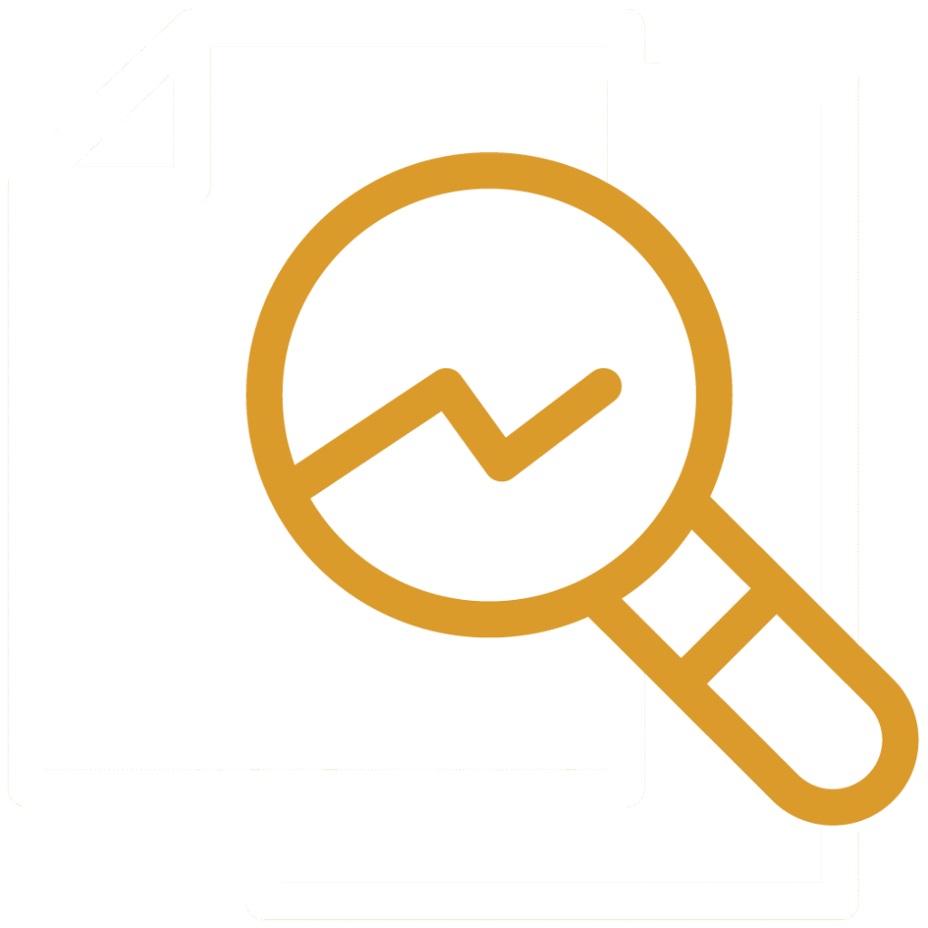 Magnifying glass looking through files icon