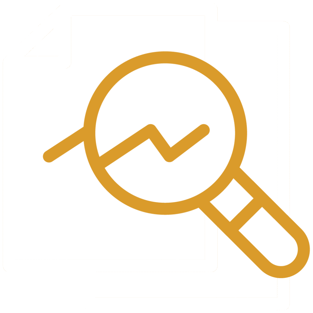 Magnifying glass looking through files icon